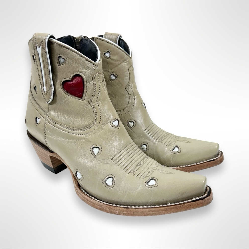 ALLENS BOOTS heart inlay western ankle boots